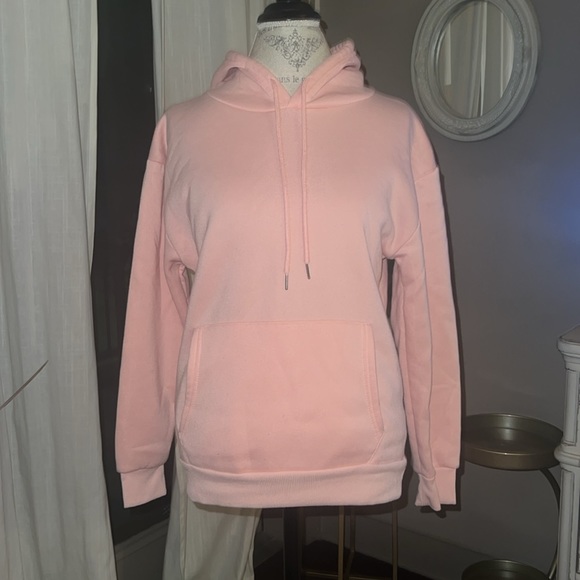 Have A Good Day SHEIN pink hoodie sweatshirt with red lettering & flowers Small - Picture 3 of 7